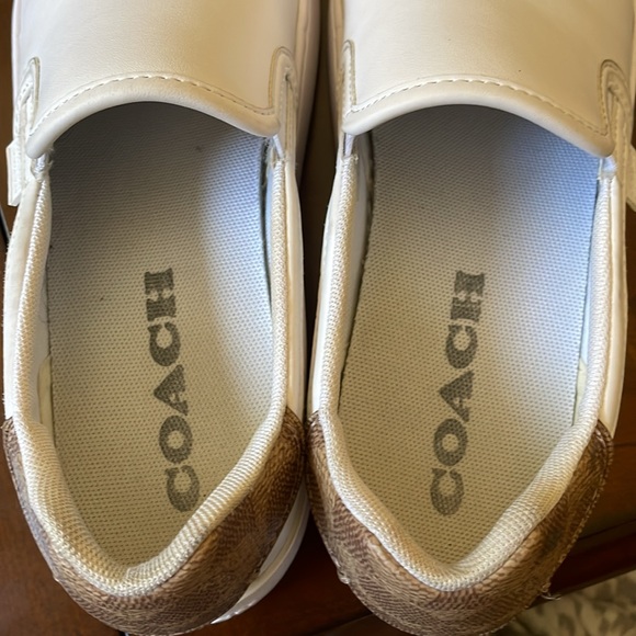 COACH Walker Leather Slip-On Shoes sneakers white size 8.5 - Picture 4 of 16